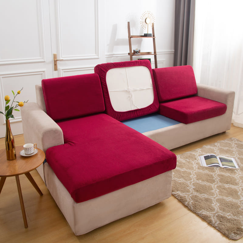 dessous coussin housse pour coussin assise canape peluche bordeaux