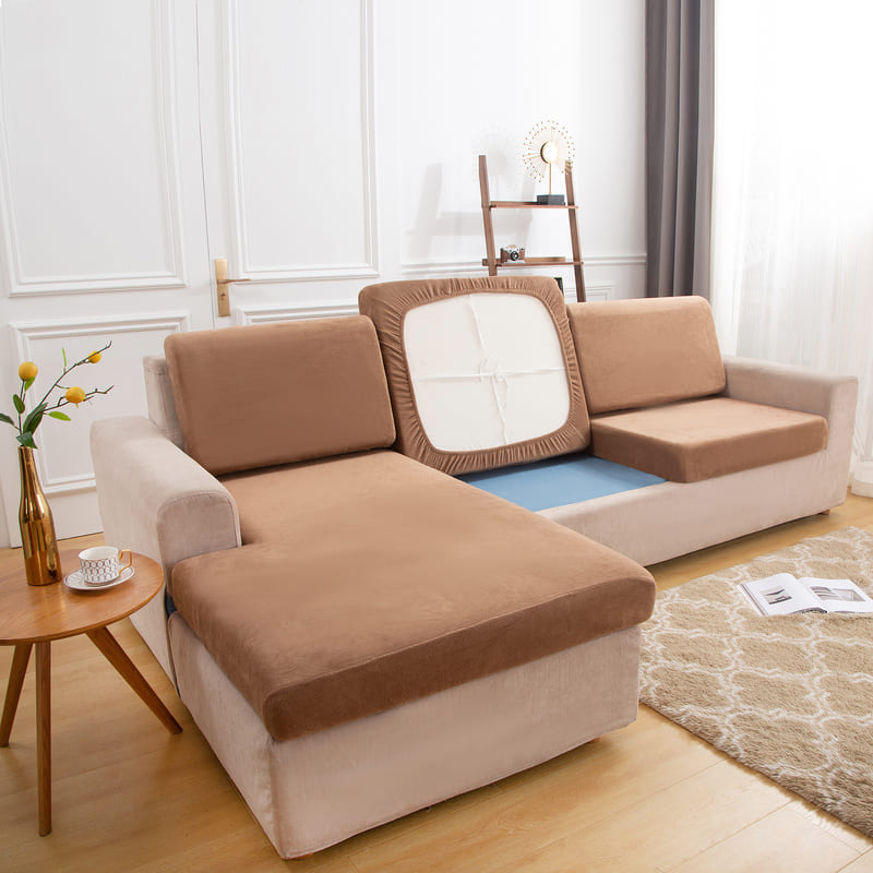 dessous coussin housse pour coussin assise canape peluche camel