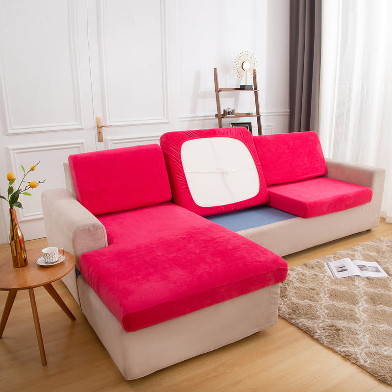 dessous coussin housse pour coussin assise canape peluche fuchsia