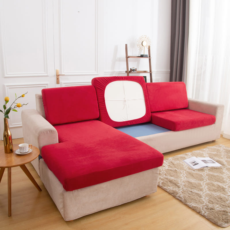 dessous coussin housse pour coussin assise canape peluche rouge