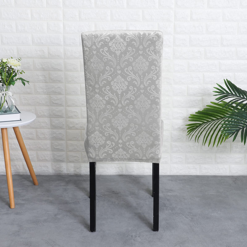 dos housse de chaise velours lys gris