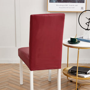miniature détail matière housse de chaise en simili cuir rouge carmin