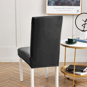 miniature détail matière housse de chaise en simili cuir noir
