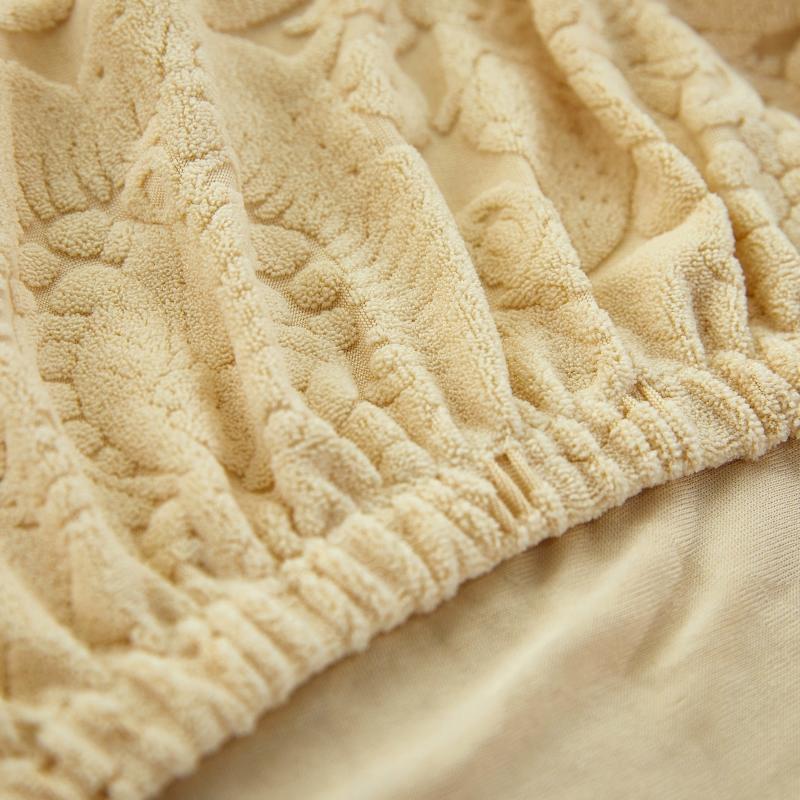 élastique Housse de Canapé d&#39;Angle Microfibre Fleur Beige