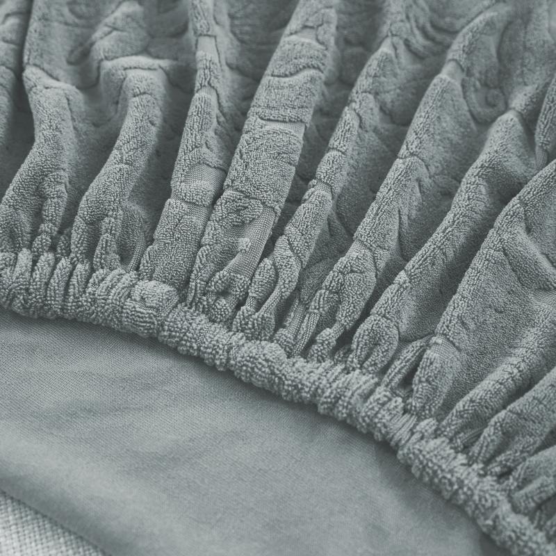 élastique Housse de Canapé d&#39;Angle Fleur Gris