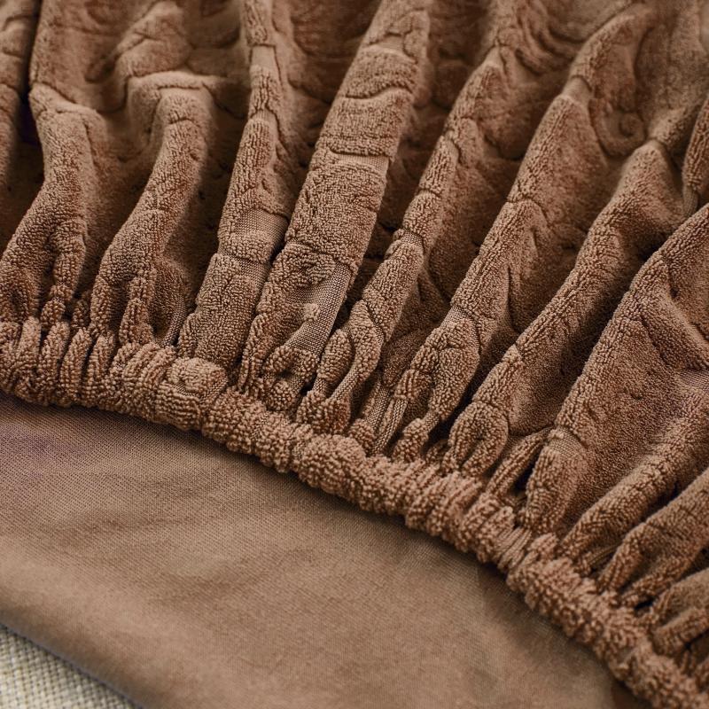élastique Housse de Canapé d&#39;Angle microfibre Fleur Marron