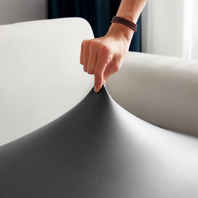 Housse pour extensibilité coussin d&#39;assise de canapé en cuir pu gris