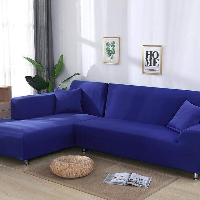 Housse de canapé d'angle bleu cobalt