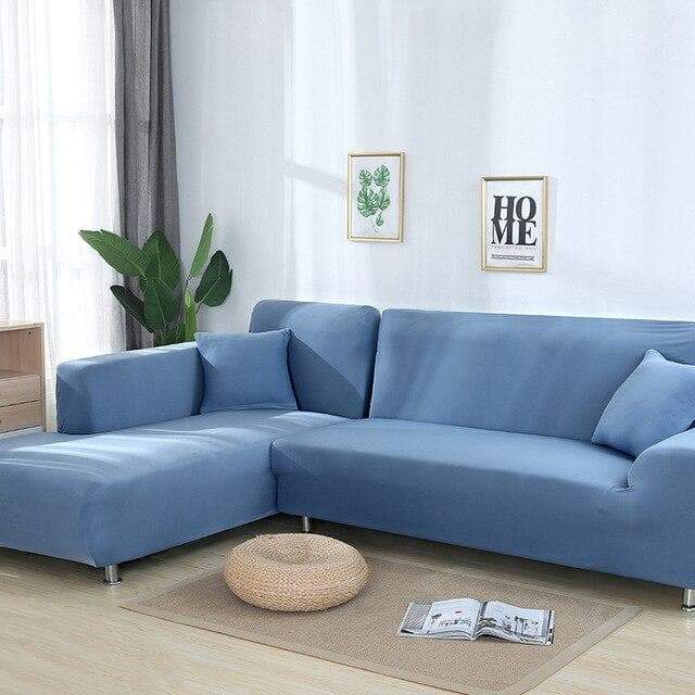 Housse de Canapé d'angle bleuet