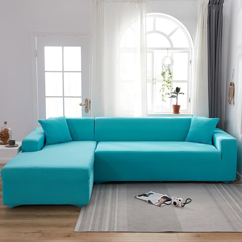 Housse de canapé d'angle extensible bleu ciel