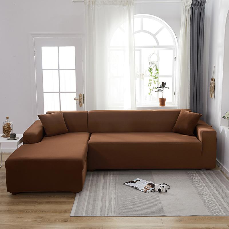 Housse de canapé d'angle extensible café