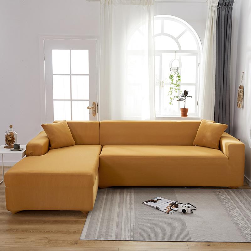Housse de canapé d'angle extensible camel