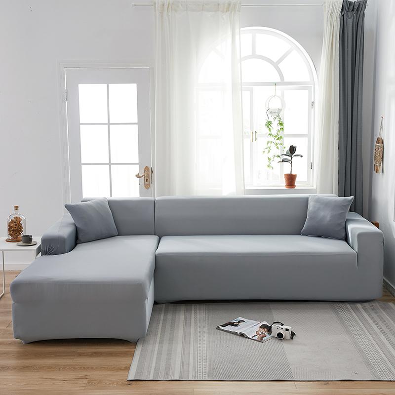 Housse de canapé d&#39;angle extensible gris