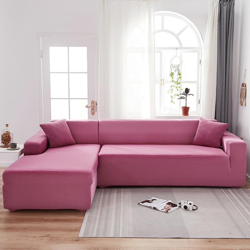 Housse de canapé d'angle extensible magenta