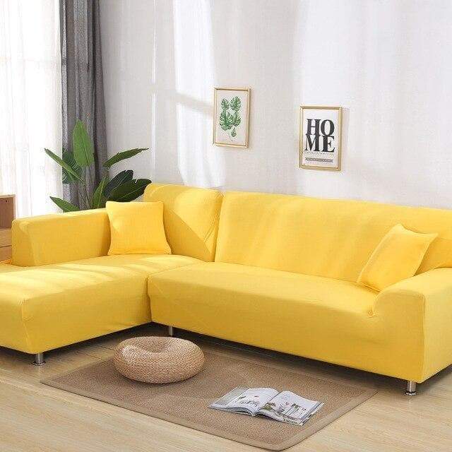 Housse de canapé d'angle jaune