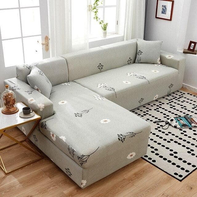 Housse de canapé d'angle marguerite