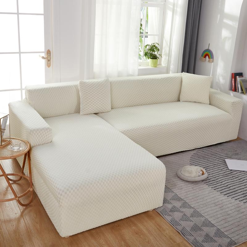 Housse de Canapé d'Angle Microfibre Blanc