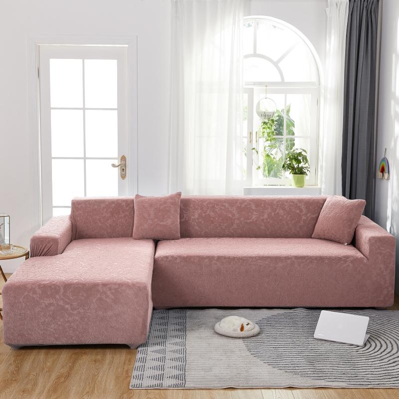 housse de canapé d&#39;angle microfibre fleur rose vue de face