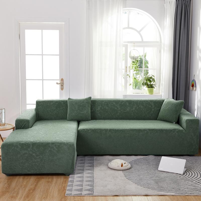 Housse de Canapé d&#39;Angle Fleur Vert d&#39;eau vue de face