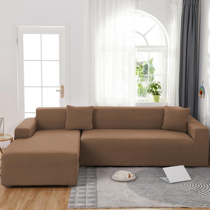 Housse de Canapé d&#39;Angle Microfibre Marron vu de face