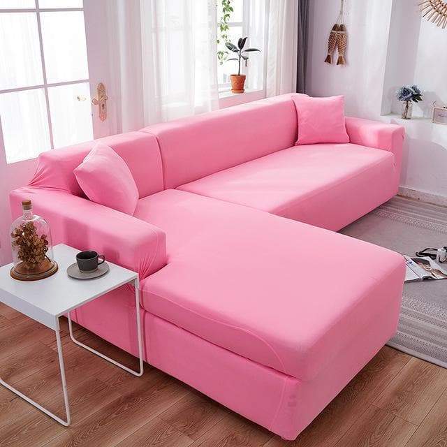 Housse de canapé d'angle rose clair