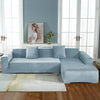 Housse de canapé d&#39;angle velours bleu gris