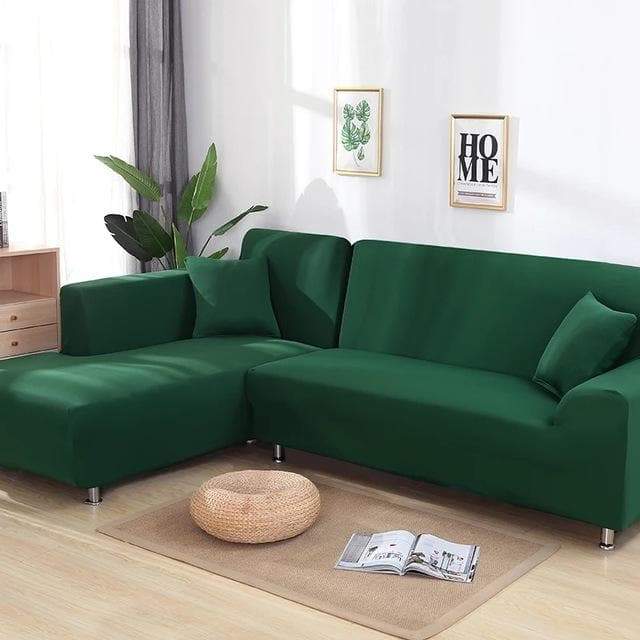 Housse de canapé d'angle vert foncé