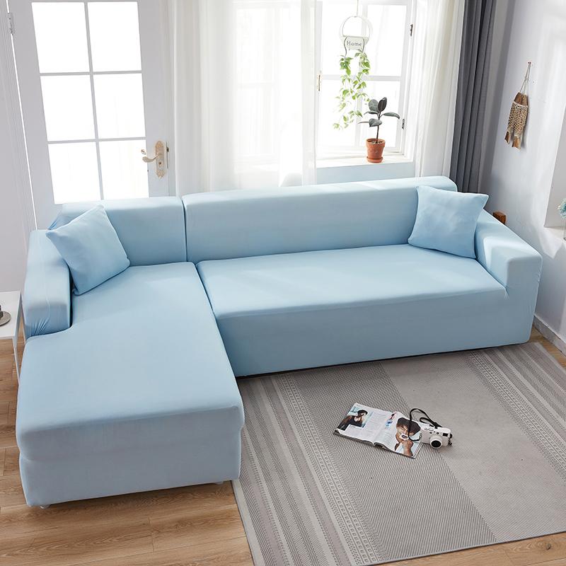Housse de canapé en L bleu clair