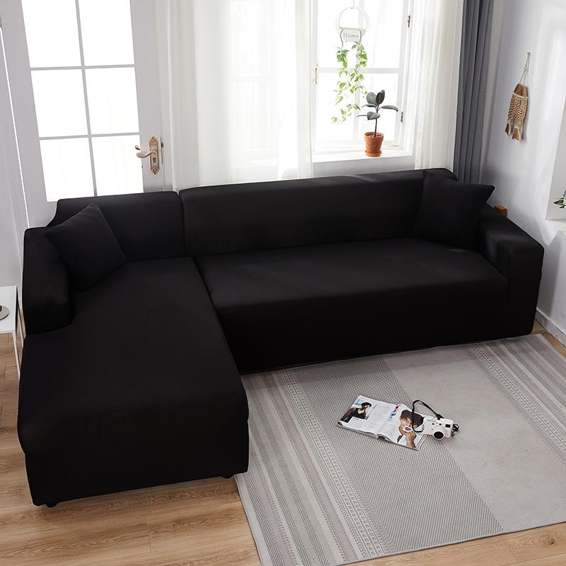 Housse de canapé en L noir