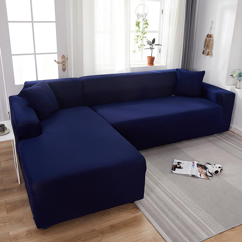 Housse de canapé en L bleu marine