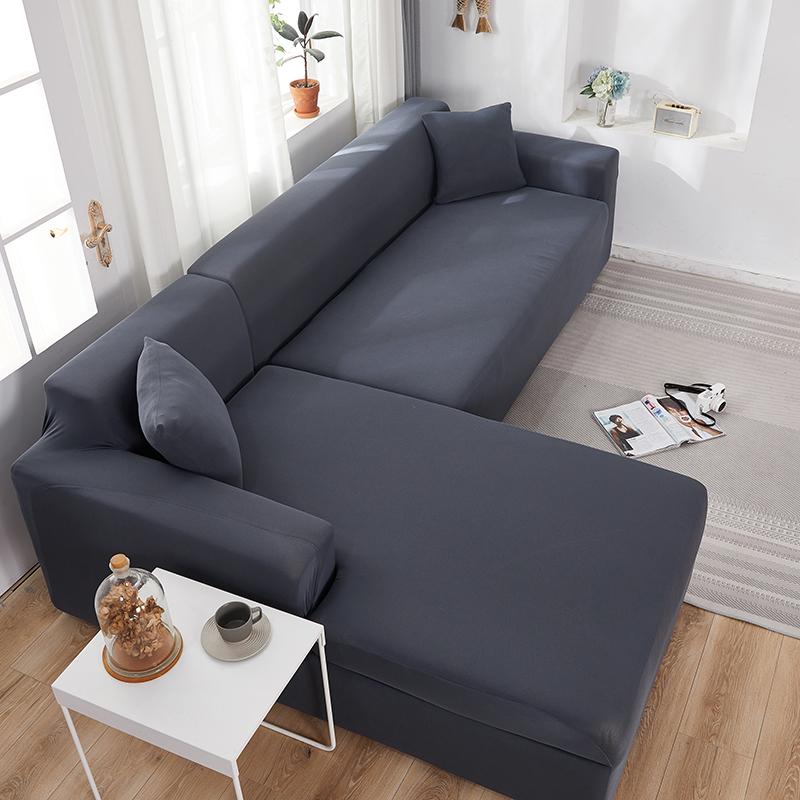 Housse canapé méridienne gris foncé