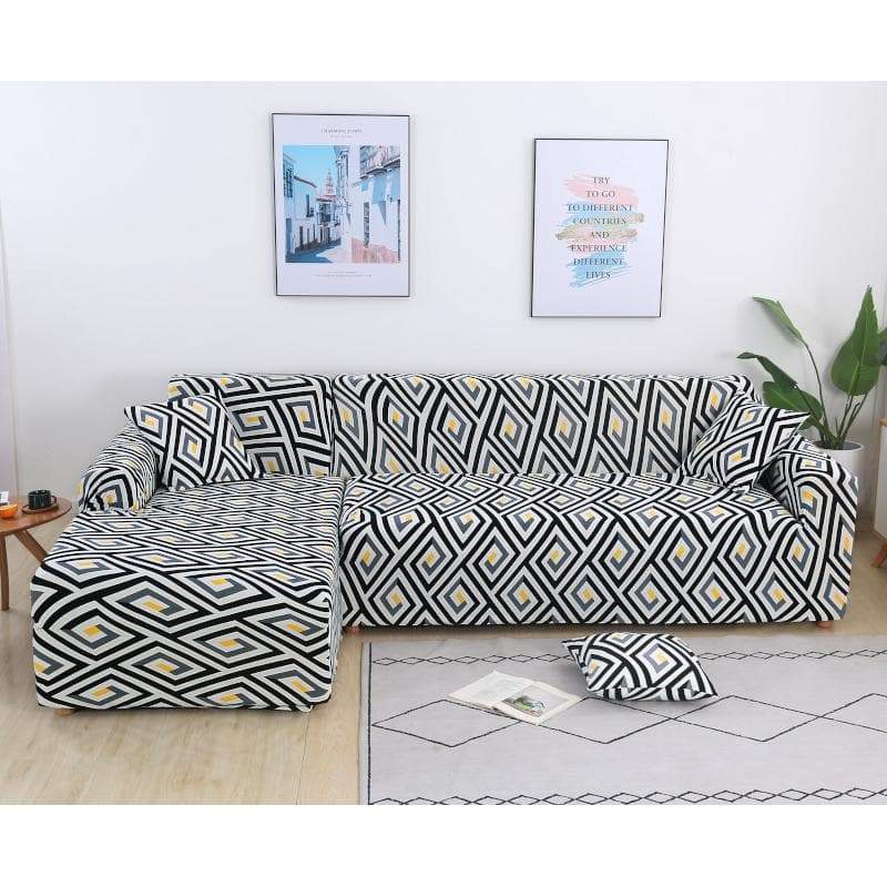 housse canapé d'angle méridienne motif