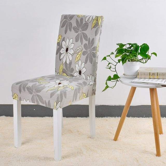 Housse chaise motif fleurs
