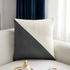 Housse de coussin cuir triangle blanc et gris