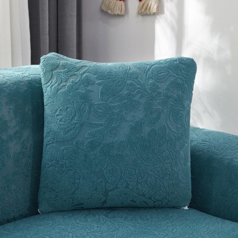 housse de coussin microfibre Fleur Bleu canard