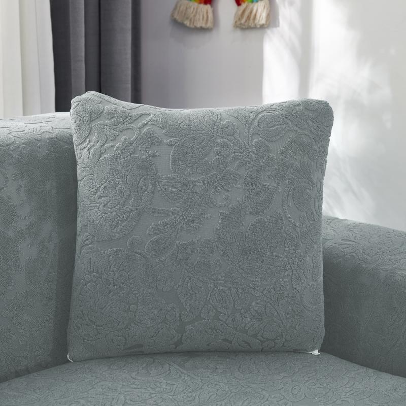 housse coussin microfibre fleur gris