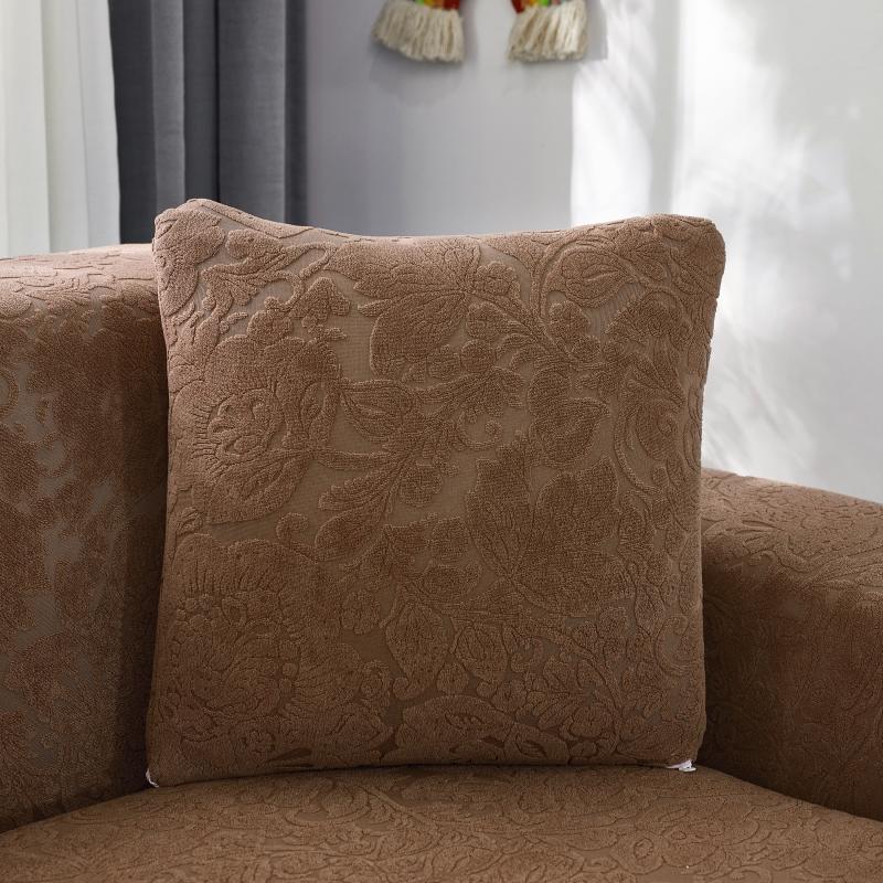 housse de coussin microfibre fleur marron