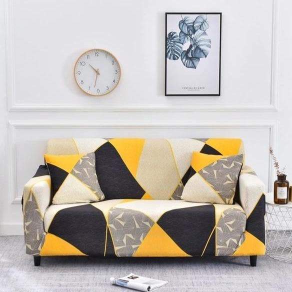 housse de canape géométrie jaune