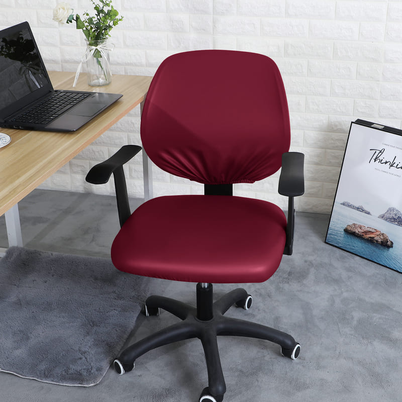 housse de chaise bureau cuir bordeaux