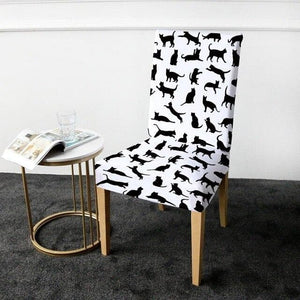 miniature Housse de chaise chat noir et blanc