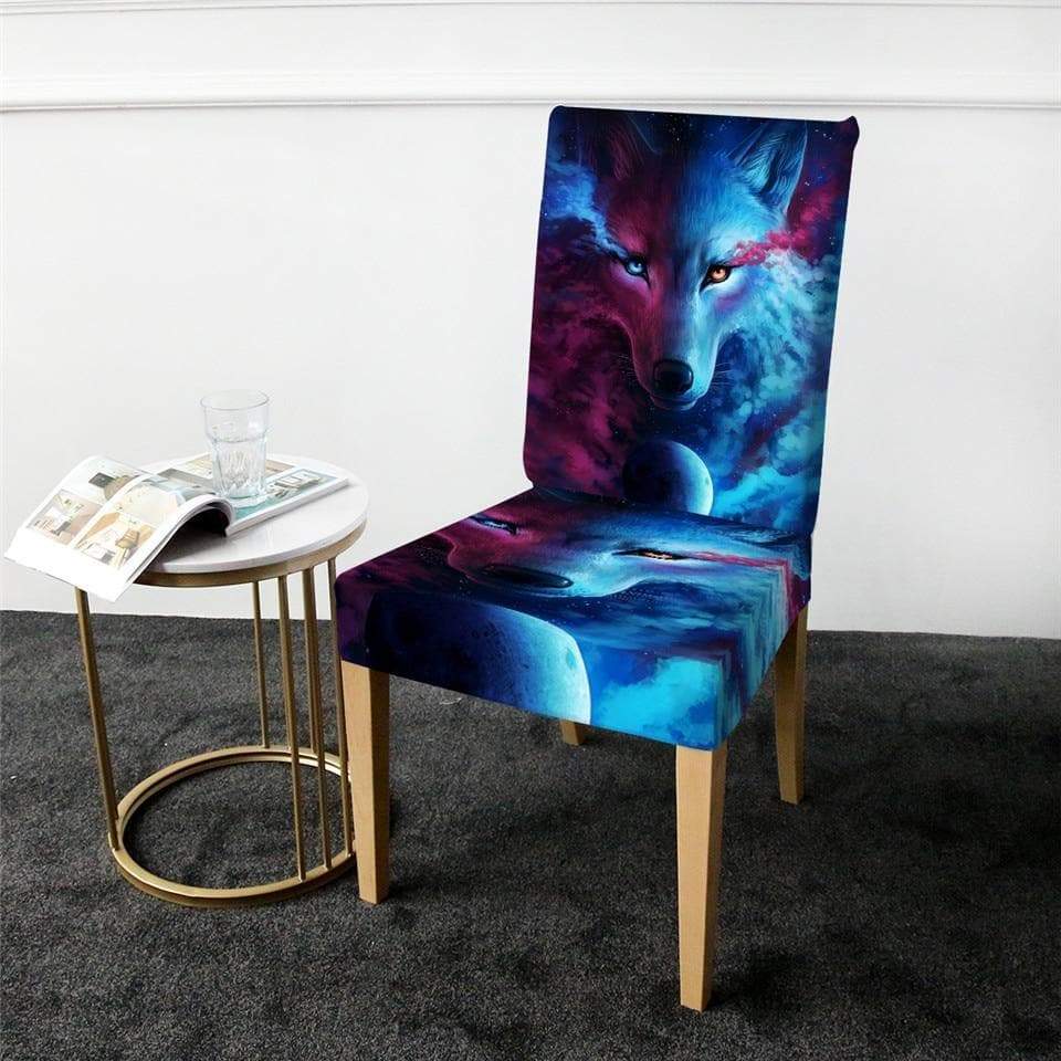 housse de chaise loup bleu
