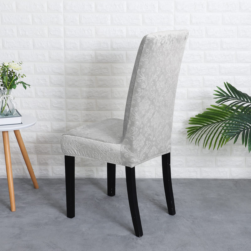 housse de chaise peluche effet velours lys gris