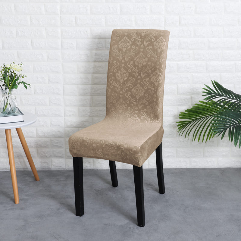 housse de chaise velours lys brun