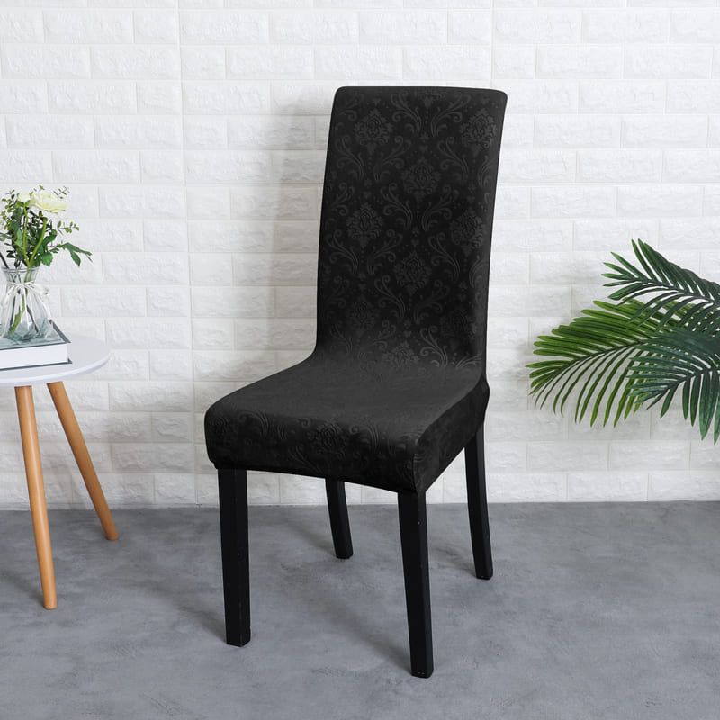 housse de chaise velours lys noir