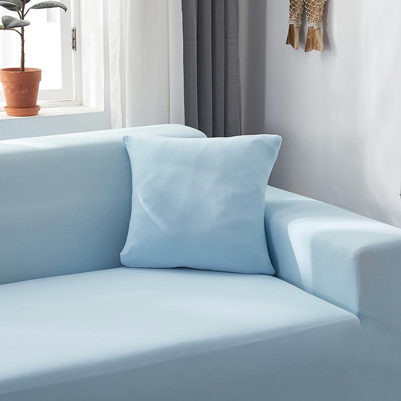 Housse de coussin angle bleu clair