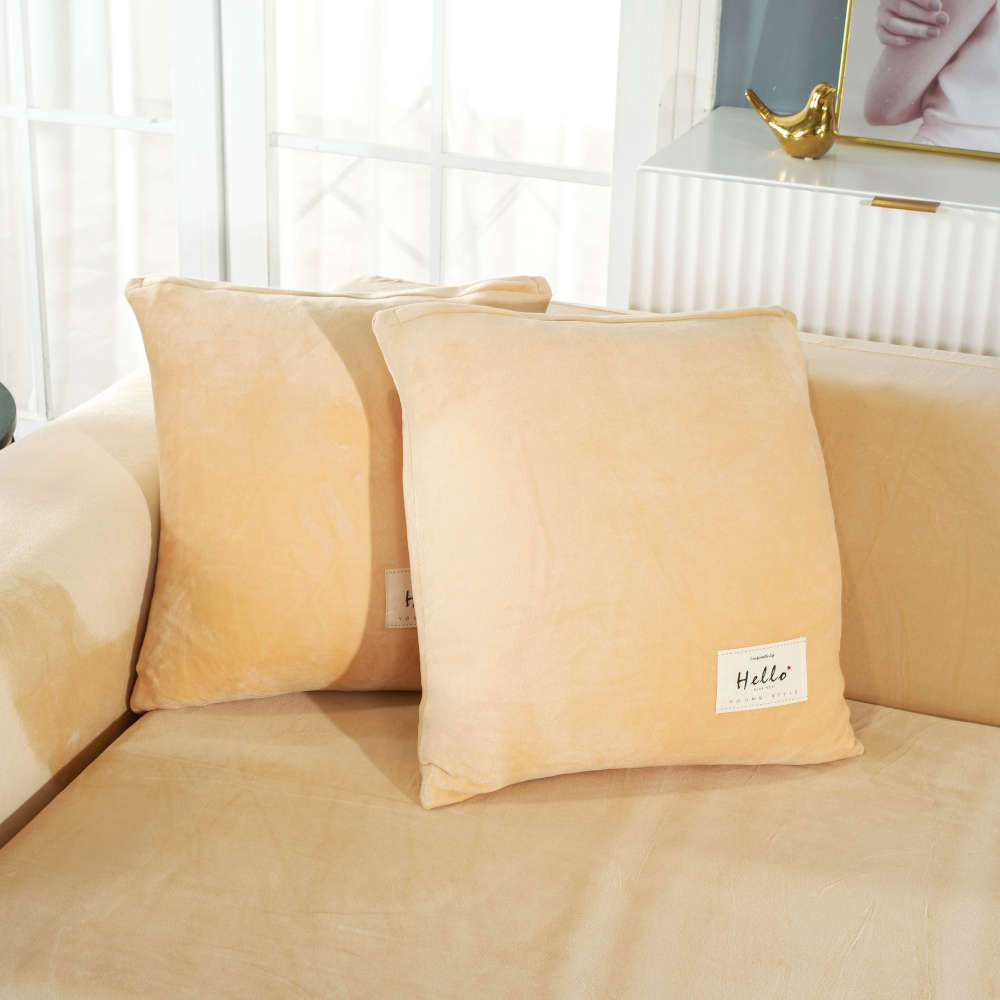 housse de coussin velours beige
