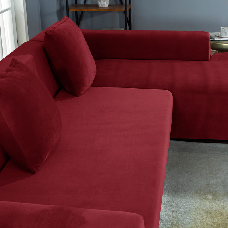 Housse de coussin velours bordeaux