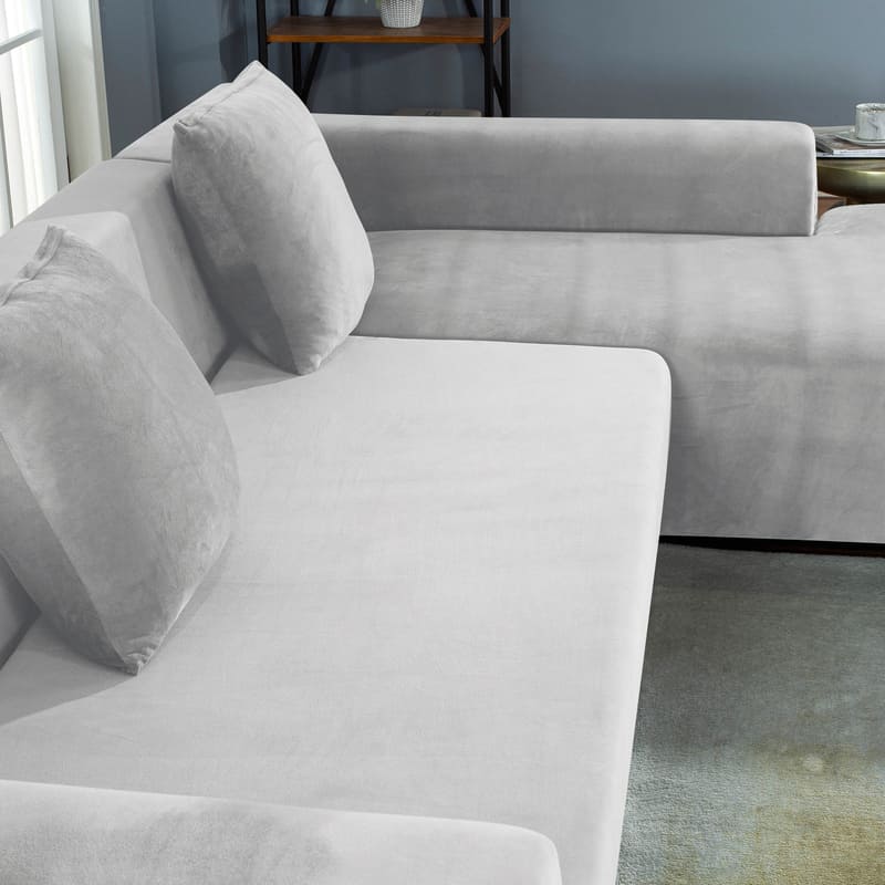 Housse de coussin velours gris argent