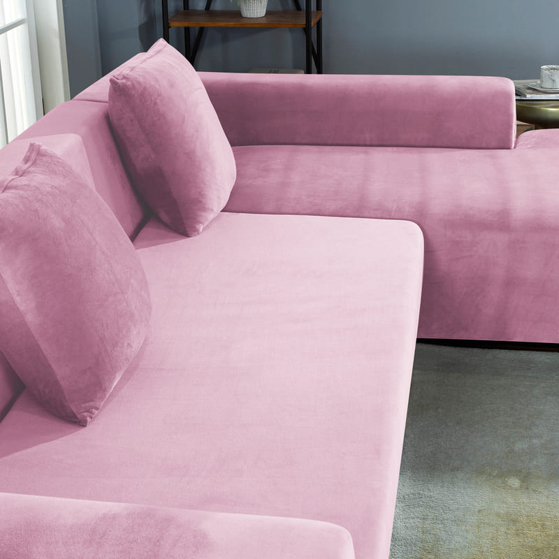 Housse de coussin velours rose