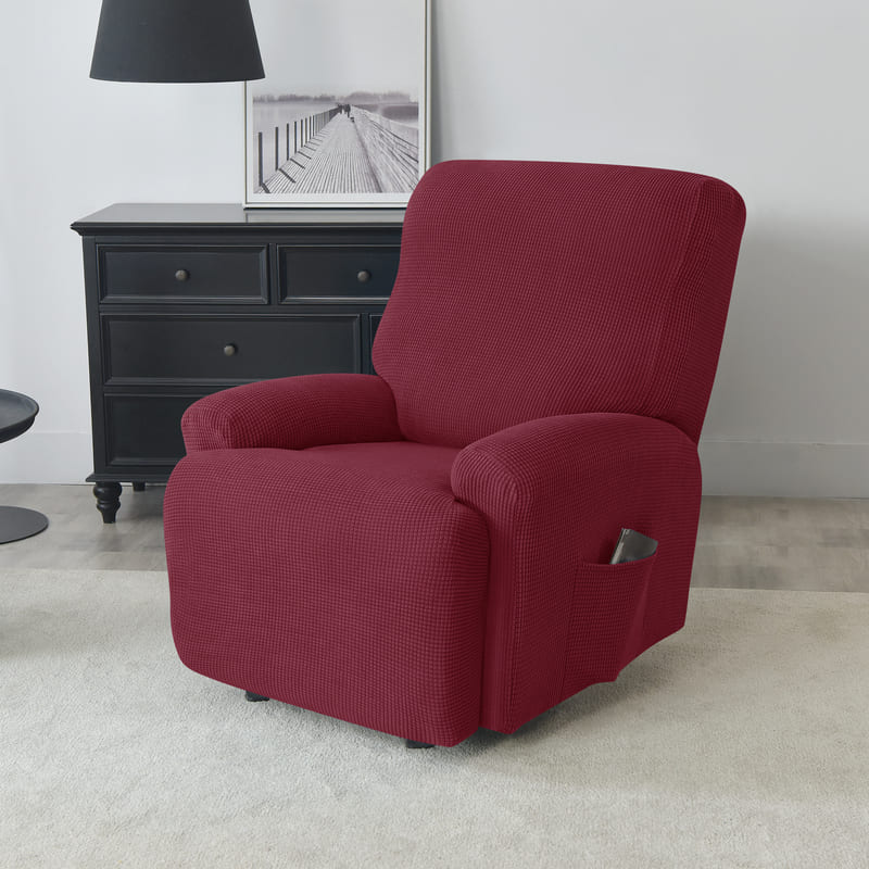 housse de fauteuil relax jacquard bordeaux